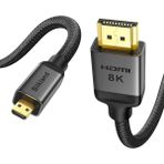 10K 8k 4K Micro HDMI HDMI 2m, [8K@60Hz, 4K@120Hz] Micro HDMI 2.1, 48GBPS, Hdr, Earc Raspberry Pi 5 4, Kameralar, Go Pro Hero, Monitör, Dizüstü Bilgisayarlar, Cam Link, Samsung G8 G9, Tv ile