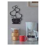 10kdekor Siyah Ahşap Coffee Fincan Kalp Duvar Dekoru - Mutfak Konsepti Cafe Kahve Köşesi Için 30x15cm Tablo