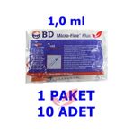 (10'Lu 1 Paket) 1.0 Ml Bd Micro-Fine Plus İnsülin Enjektörü