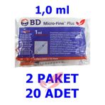(10'Lu 2 Paket) 1.0 Ml Bd Micro-Fine Plus İnsülin Enjektörü