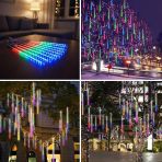 10'Lu 45 Cm Uzunluğunda Plastik Meteor 2M Kablo Led Usb Rgb Ağaç Işığı – Renk Değiştiren Asmalı Dekoratif Bahçe Ve Dış Mekan Aydınlatması (5224)