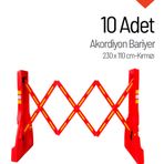 10'lu Akordiyon Bariyer Seti Kırmızı 230 x 110 cm