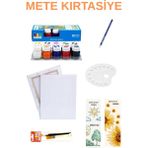 10'lu akrilik südor, 25x35 tuval , 3'lü fırça seti ,palet, 3b resim kalemi