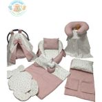 10’lu Babynest Puset Örtüsü Alt Açma Emzirme Yastığı Emzirme Önlüğü Ana Kucağı Happy Baby Dikiş Atölyesi - Pembe - Beyaz