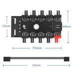 10lu Fan Kontrol Kartı Fan Çoklayıcı 4pin 3pin PWM Fan Hub 10Port