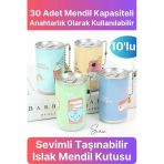 10'lu Fenomen Sevimli Teneke Kutu Görünümlü Islak Mendil Saklama Kutusu Kabı Anahtarlık Çanta Süsü