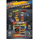 10'lu Metal Model Araba Seti 1:64 Ölçek Die-Cast Yarış Arabaları - 7 cm