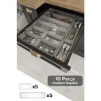 10'lu Modüler Set Kaşıklık Çekmece Içi Düzenleyici Çatal Kaşık Bıçak Düzenleme Organizeri Şeffaf