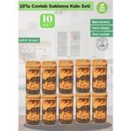 10’lu Saklama Kabı Seti Erzak Bakliyat Kabı Bambu Desenli 1,65 Litre x 10 Adet