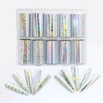 10Lu Tırnak Süsleme Folyosu Holografik Geometri Dizayn Nail Art Transfer Folyo Wnf-273