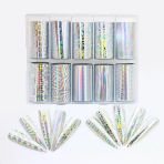 10Lu Tırnak Süsleme Folyosu Holografik Geometri Dizayn Nail Transfer Folyo Wnf-273