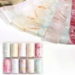 10Lu Tırnak Süsleme Folyosu Renkli Mermer Dizayn Nail Art Transfer Folyo Wnf-03