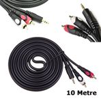 10m Stereo to 2 RCA Ses Kablosu - Özel Bakır Seri - 10 Metre