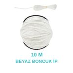 10Metre Cam Balkon Plastik Boncuklu Ip Zincirleri Boncuk Capi 4.5Mm (Beyaz)
