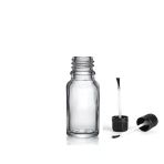 10ML Şeffaf Cam Şişe Fırça Kapaklı, 24 Adet, Ecza Şişesi, Kozmetik Şişe, Yapıştırıcı Şişesi, Yağ Şişesi