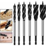 10MM 12-35MM Ağaç Işleme Büküm Matkap Ucu Seti Uzun Dört Yuvalı 6.35MM Shank Karbür Matkap Ucu Delik Testere Kapı Kilidi Ahşap Planya Araçları (Yurt Dışından) - Drill Bits