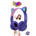 10numara Kedi Kulağı Bluetooth Kulaklık Rengarenk Işıklı Rgb Lila Çocuk Oyun Radyolu Kulaklıgı Cat's