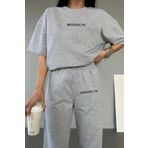 10star Kadın Brooklyn Baskılı Sweatshirt Alt Üst Eşofman Takımı
