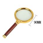 10x 90mm El Büyüteç Sökülebilir Vidalı Yapay Maun Ağacı Sap Hd Cam Lens
