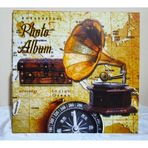10x15 Cm 4x6 Fotoğraf Resim Albümü 600'lük Gramafon Desenli sari