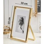 10X15 cm Gold Metal Çerçeve! Şık Dekoratif Fotoğraf Çerçevesi! Ayaklı Çift Camlı Çerçeve