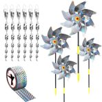 11 Adet Kuş Deterrent Seti, 6 Adet Reflektörlü Kuş Korkutucu Rüzgar Çamı, 4 Adet Rüzgar Tekerlekleri, Kuş Kovucu, 50 m Bird Repellent Tape Balcony, Wind Chime Garden & Pinwheels için Flutter Bandı