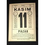 11 Kasım 1979 Pazar Büyük Saatli Maarif Takvimi Yaprağı (Sahafiye Kitap)