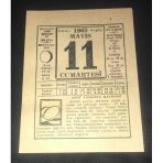 11 Mayıs 1963 Cumartesi Takvim Yaprağı (Sahafiye Kitap)