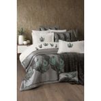 11 Parça Battaniyeli Çeyiz Seti - Tafta Yatak Örtüsü & Nevresimli Çeyiz Takımı-Peludo-Turkuaz - 240 x 260 cm