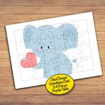 110 Kalpli Sevimli Fil Hayvan Çocuklara Özel Puzzle Yapboz Tablo