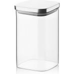 1100 ml Kare Metal Kapaklı Cam Kavanoz KVN23 - Şeffaf
