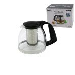 1100Ml Cam Demlik Çelik Süzgeçli - Plastik Kulp - Kapak - Krom Çerçeve (5224)