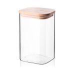 1100ML Sızdırmaz Vakumlu Bambu Kapaklı Borosilikat Cam Kavanoz – Hava Geçirmez & Dayanıklı Gıda Saklama Kabı (10CM x 17CM) - 0 Siyah - Option-1