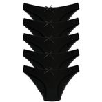 1101 Bikini Kadın T. Dantelli Külot Paketi, V16- Siyah, M