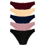 1101 Bikini Kadın T. Dantelli Külot Paketi, V31- Bordo,Ten,Lacivert,Vizon,Siyahtır., XL