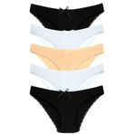 1101 Bikini Kadın T. Dantelli Külot Paketi, V32- Siyah,Beyaz,Ten, L