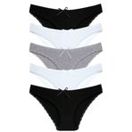 1101 Bikini Kadın T. Dantelli Külot Paketi, V33- Siyah,Beyaz,Gri, L