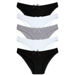 1101 Bikini Kadın T. Dantelli Külot Paketi, V33- Siyah,Beyaz,Gri, M