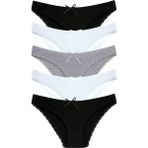 1101 Bikini Kadın T. Dantelli Külot Paketi, V33- Siyah,Beyaz,Gri, XL