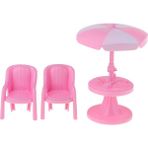 1/12 Dollhouse Minyatür Mobilya Çay Masa Sandalye (Yurt Dışından) - Pembe