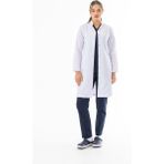112 Giyim Hakim Yaka Uzun Boy Kadın Doktor Önlüğü Alpaka Kumaş Beyaz (BKO003) - 2XL
