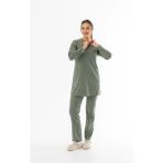 112 Giyim Likra Uzun Kol Doktor Hemşire Forması Alt Üst Takım Saks Mavisi (LTST20010) - XS - Yeşil