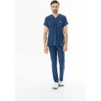 112 Giyim Likra Yarasa Kol Doktor Hemşire Forması Alt Üst Takım Füme Gri (LYRS1006) - Petrol Mavisi - 2XL