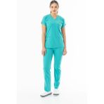 112 Giyim Likra Yarasa Kol Doktor Hemşire Forması Alt Üst Takım Füme Gri (LYRS1006) - Turkuaz - 2XL
