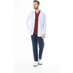112 Giyim Spor Yaka Ceket Boy Erkek Doktor Önlüğü Alpaka Kumaş Beyaz (BEO101) - 2XL