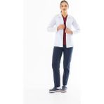 112 Giyim Spor Yaka Kulplu Kadın Doktor Önlüğü Alpaka Kumaş Ceket Boy (BKO005) - Beyaz - XS
