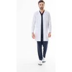 112 Giyim Spor Yaka Uzun Boy Erkek Doktor Önlüğü Alpaka Kumaş Beyaz (BEO102) - 3XL