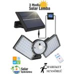 112 LED Güneş Enerjili Kumandalı 3 Çalışma Modlu Çift Başlıklı Bahçe,garaj,teras Sokak Lambası