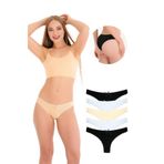 1130 Brazil Dantelli Kadın Külot Paketi, V4- Siyah,Beyaz,Ten, L-XL