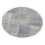 114x114 cm Kırk Yama Gri Yama Pamuklu El Yapımı Yuvarlak Parça Halı